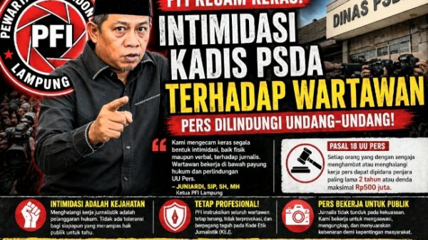 PFI Lampung Murka: Dugaan Intimidasi Kadis PSDA ke Wartawan, Alarm Bahaya bagi Kemerdekaan Pers