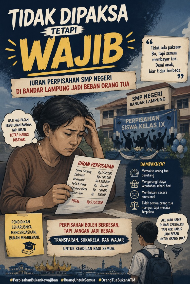 “Tidak Dipaksa tetapi Wajib”, Iuran Perpisahan SMP Negeri di Bandar Lampung Jadi Beban Orang Tua