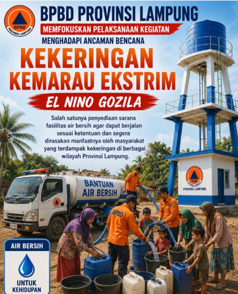 BPBD Provinsi Lampung Bersiap Antisipasi Hadapi Ancaman Bencana Kemarau Ekstrem El Nino "Godzilla"